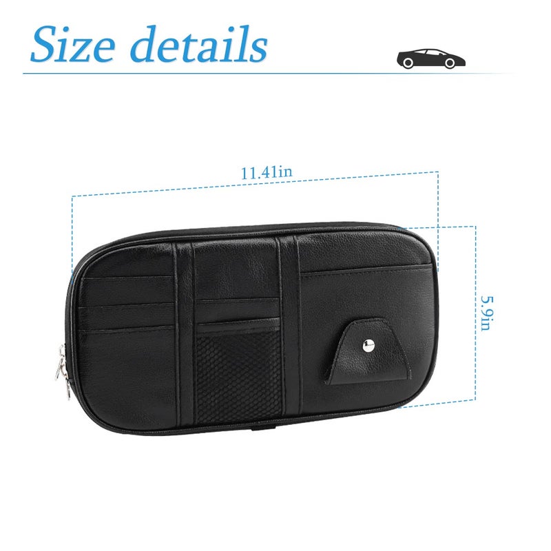BELOMI Car Sun Visor Organizer, Sunglass Holder and Storage Pocket, Card Cash Pouch with Multi-Pocket Net Zipper, Case Bag for License Pen Key, Auto Interior Accessories for Truck, SUV, Van (Purple) - Image 2