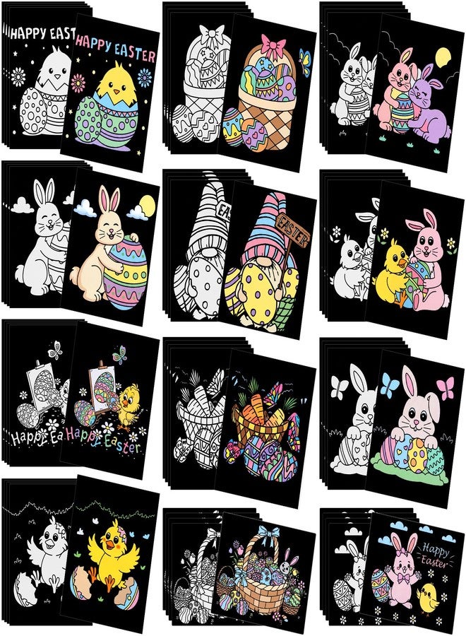 Moinchore 48 Pcs Easter Velvet Coloring Posters Fuzzy Felt Coloring Pages Crafts for Adults Teenagers Classroom Holiday Arts Crafts Activity Party - Image 1
