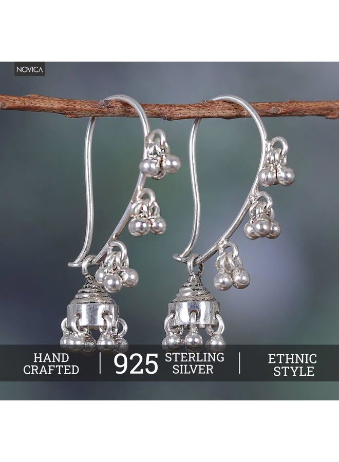 NOVICA .925 Sterling Silver Jhumki Style Jingle Bell Dangle Earrings, Music' - Image 5