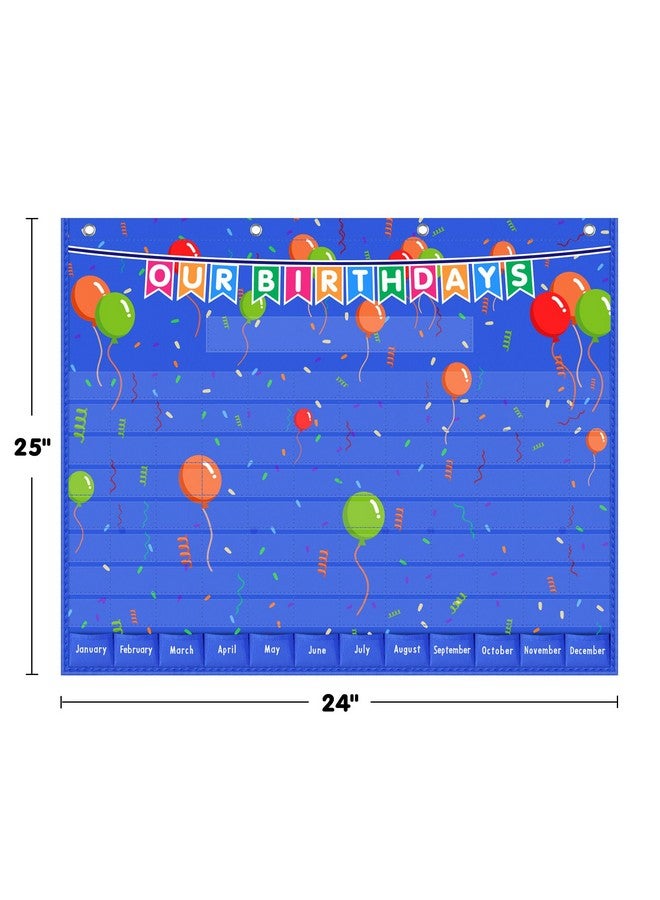 Eamay Happy Birthday Pocket Chart, Blue Birthday Graph Bulletin Board For Classroom - Image 3