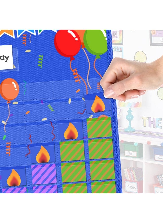 Eamay Happy Birthday Pocket Chart, Blue Birthday Graph Bulletin Board For Classroom - Image 5