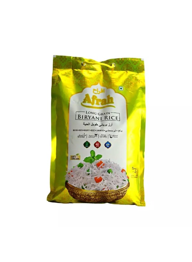 Afrah Long Grain Biryani Rice Aged and Extra Long Rice Pack of 5 kg - Image 1