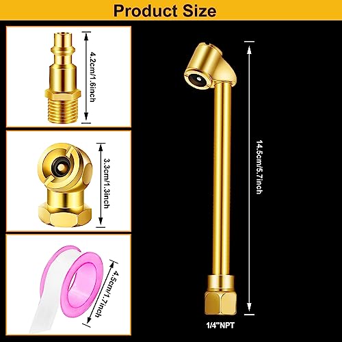 GODESON Heavy Duty Dual Head Air Chuck,Closed Ball Tire Chuck with 1/4 Inch Female NPT and Two Standard Male Quick Plug, Tire Air Fill Kit for Tire Inflator Gauge and Air Compressor - Image 2