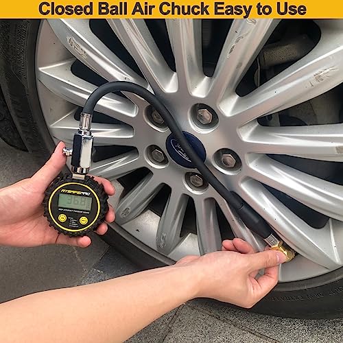 GODESON Heavy Duty Dual Head Air Chuck,Closed Ball Tire Chuck with 1/4 Inch Female NPT and Two Standard Male Quick Plug, Tire Air Fill Kit for Tire Inflator Gauge and Air Compressor - Image 5