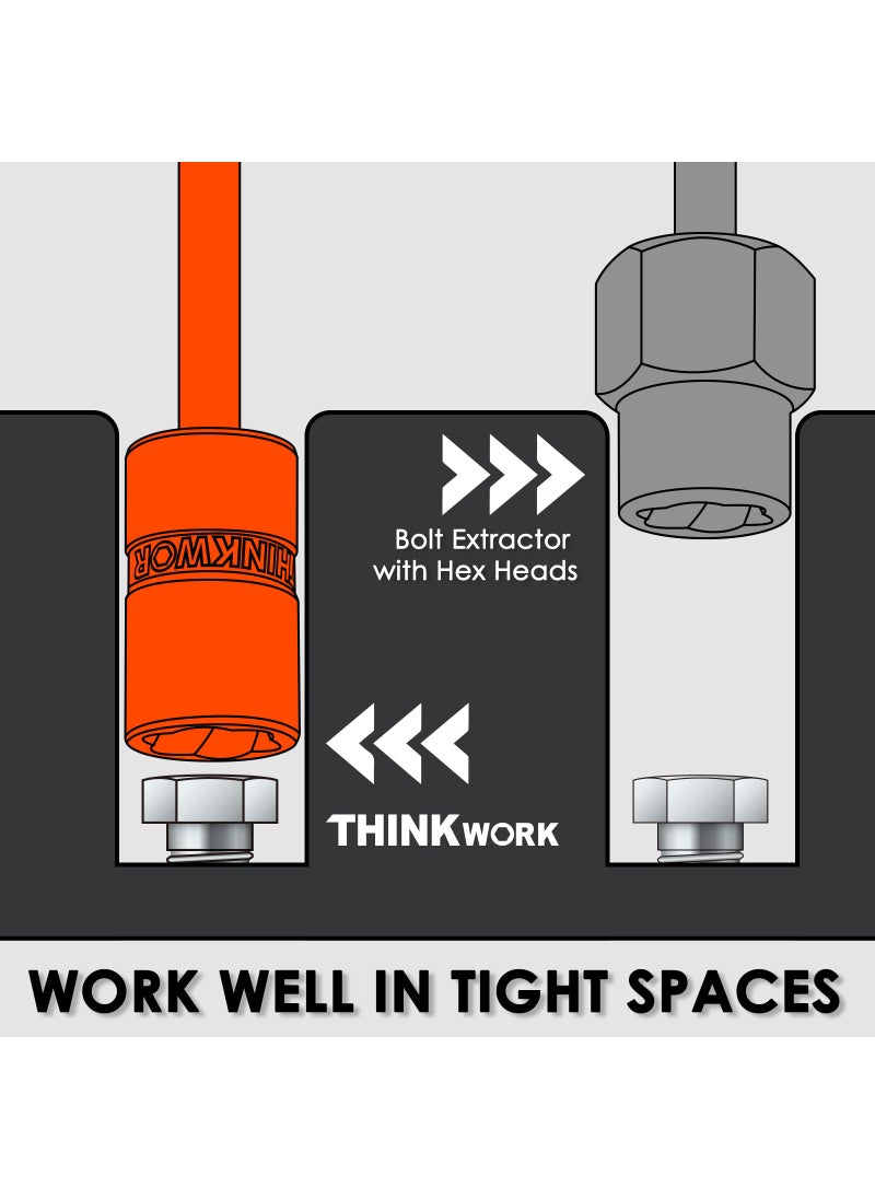 THINKWORK THINKWORK Upgrade Bolt Extractor Set, 32 Pieces Impact Bolt & Nut Remover Set, Stripped Lug Nut Remover, Extraction Socket Set for Removing Damaged, Frozen, Rusted, Rounded-Off Bolts, Nuts & Screws  - Image 2