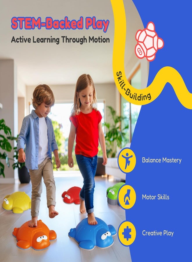 Kinderific Stepping Stones for Kids, Turtle Shape, 6-Piece Set, Non-Slip Indoor/Outdoor Sensory Balance & Coordination Toy for Toddlers Ages 3+, Multicolor - Image 3