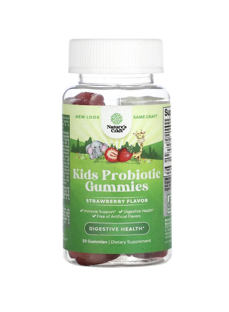 Nature's Craft Kids Probiotic Gummies, Strawberry, 8.33 mg (2.5 Billion CFU), 30 Gummies