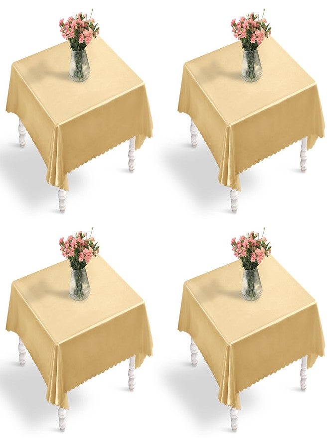 Entisn 4 Pack Gold Satin Tablecloth 54 x 54 Inches Table Cloth, Square Silky Tablecloth Smooth Table Cover Decoration for Wedding Party Holiday Dinner - Image 1