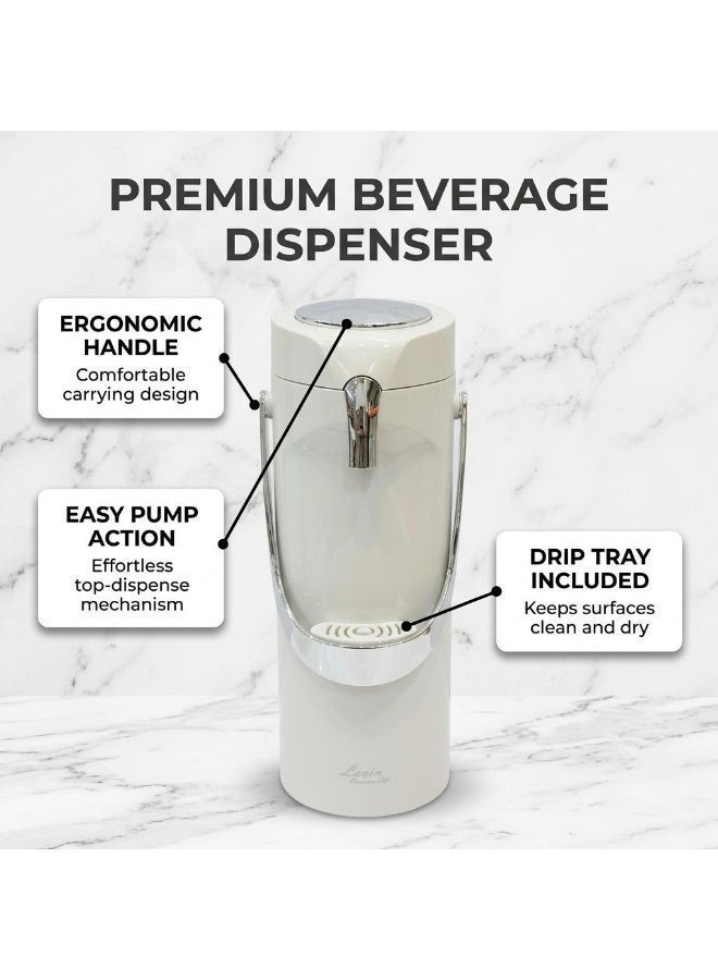 Lavin vaccum flask 1.9L/Airpot Glass inner Thermos/Long heat retention/Hot&Cold/White/HB - Image 2