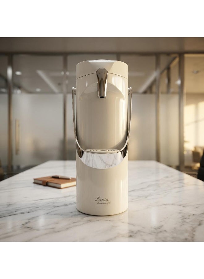 Lavin vaccum flask 1.9L/Airpot Glass inner Thermos/Long heat retention/Hot&Cold/White/HB - Image 4