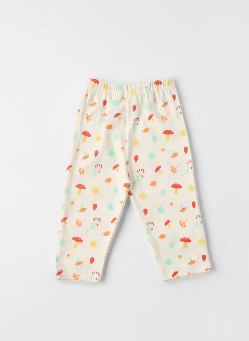 نوتيناتي Nautinati Cotton Solid and Forest AOP Pack of 2 Pants Set for Baby Girls