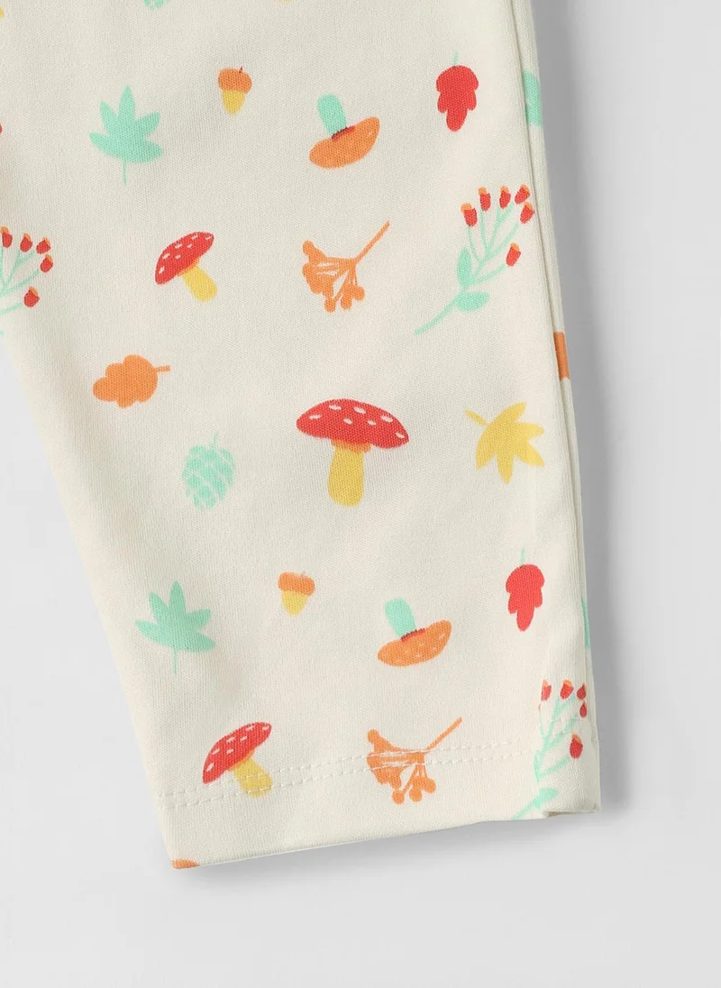 نوتيناتي Nautinati Cotton Solid and Forest AOP Pack of 2 Pants Set for Baby Girls