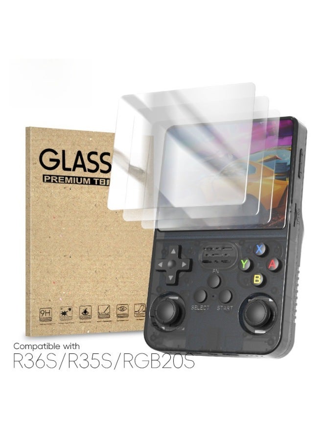 R36S Game Console Protective Film Handheld Game Console Tempered Film 3.5 Inch Screen HD Film Dust-proof Scratch-resistant-Color:2 Pieces Of R36S Bag (white) Black 1 White 1 Cat Claw Cap - Image 2