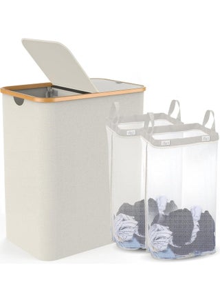 Laundry Hamper, 150L Large Clothes Laundry Basket with Lid and 2 Removable Inner Bags, Portable Laundry Bag for Laundry Room, Bedroom, Closet, Bathroom (Beige, 150L) - pzsku/Z01335D95D8E12FE80AF7Z/45/_/1717648974/8af6ebef-e1e9-4501-990f-6f9f5188a140