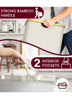 YIM-VIBEHAUS Laundry Hamper, 150L Large Clothes Laundry Basket with Lid and 2 Removable Inner Bags, Portable Laundry Bag for Laundry Room, Bedroom, Closet, Bathroom (Beige, 150L)  - Image 3