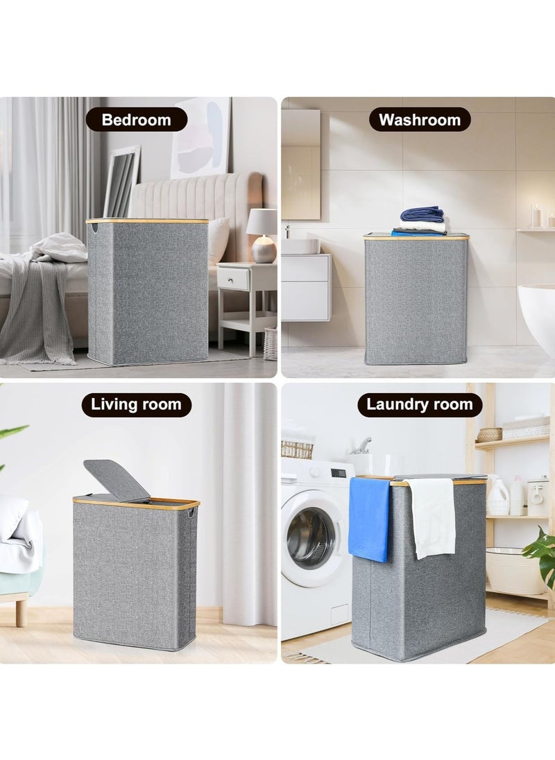 Laundry Hamper, 150L Large Clothes Laundry Basket with Lid and 2 Removable Inner Bags, Portable Laundry Bag for Laundry Room, Bedroom, Closet, Bathroom (Beige, 150L)