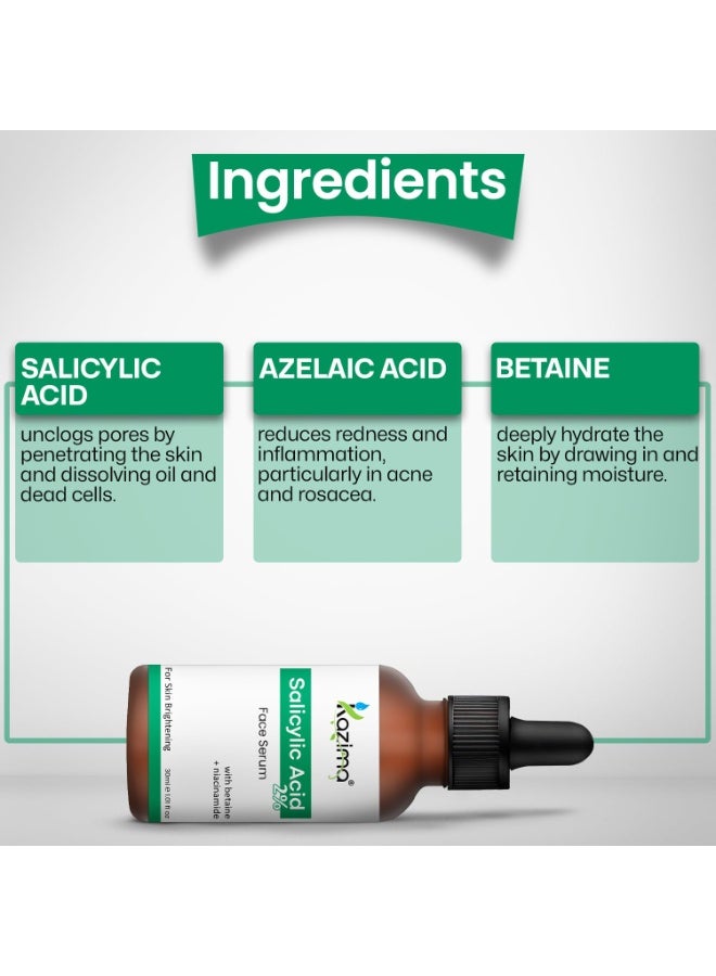 KAZIMA 2% Salicylic Acid Face Serum for Acne, Blackheads & Open Pores | Reduces Excess Oil & Exfoliates Skin | Salicylic Acid Serum for Acne-prone & Oily Skin | For Women & Men | 30 ml - Image 4