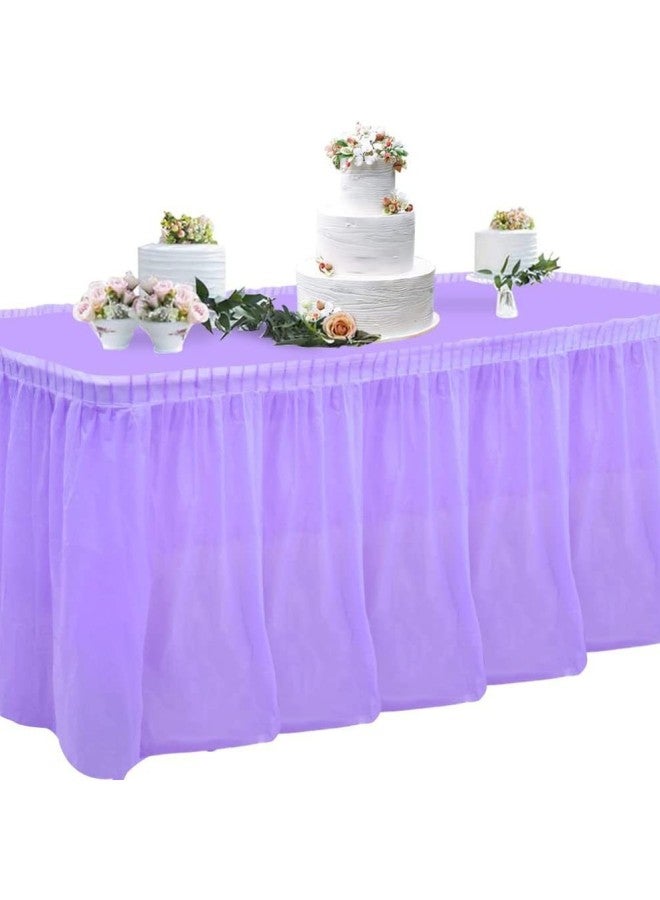 Disposable Plastic Tablecloth Table Skirt Rectangular Oil-proof PE Tablecloth Party Wedding Dessert Table Party Decoration Supplies-color:light Purple-Specifications:[single Table Skirt] 426*73cm - Image 1