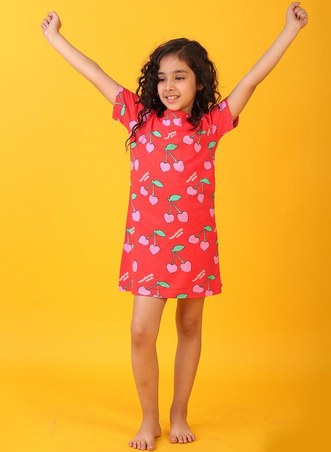 Anthrilo Cherry Print Mini Night Dress - Image 1