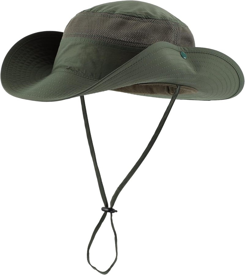 Connectyle Wide Brim Sun Hat for Men Breathable Cowboy Boonie Hat UPF 50+ Sun Protection Bucket Hat for Fishing Hiking - Image 2