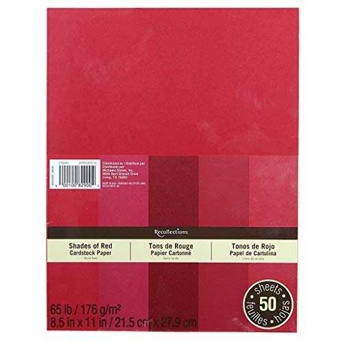 Recollections Cardstock Red 5 Shades 50 Sheets 8.5x11 - Image 1