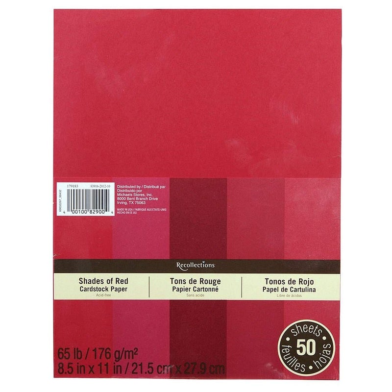 Recollections Cardstock Red 5 Shades 50 Sheets 8.5x11 - Image 2