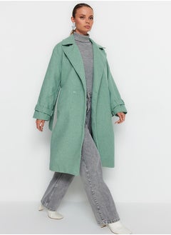 Mint Oversize Wide-Cut Belted Long Wool Cachet Coat TWOAW22KB0015
