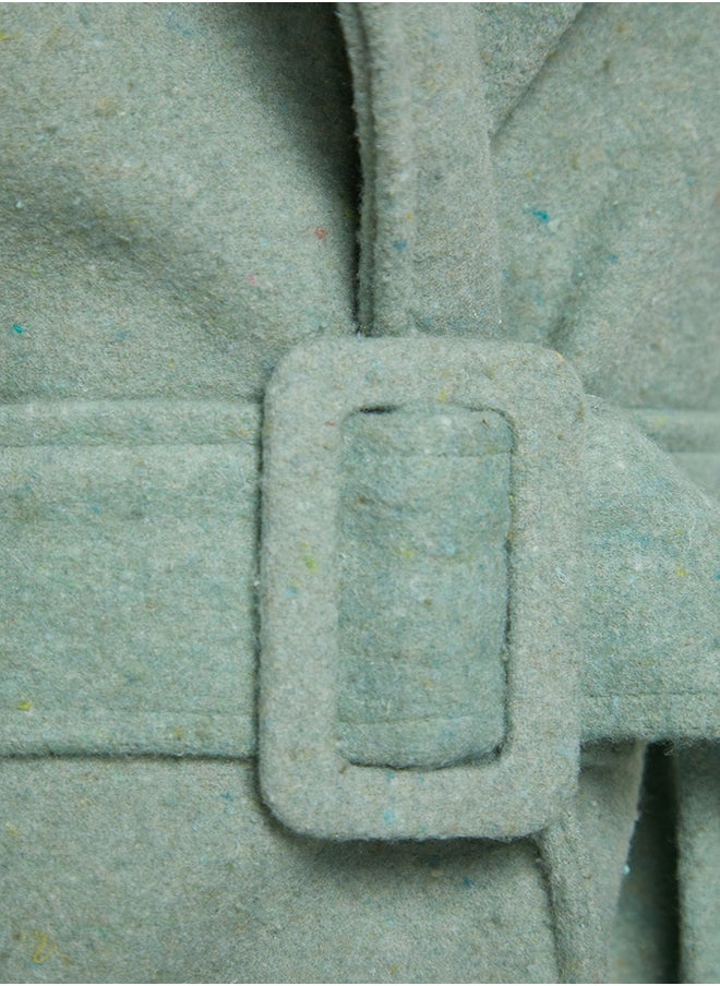 trendyol - Mint Oversize Wide-Cut Belted Long Wool Cachet Coat TWOAW22KB0015 - Image 1