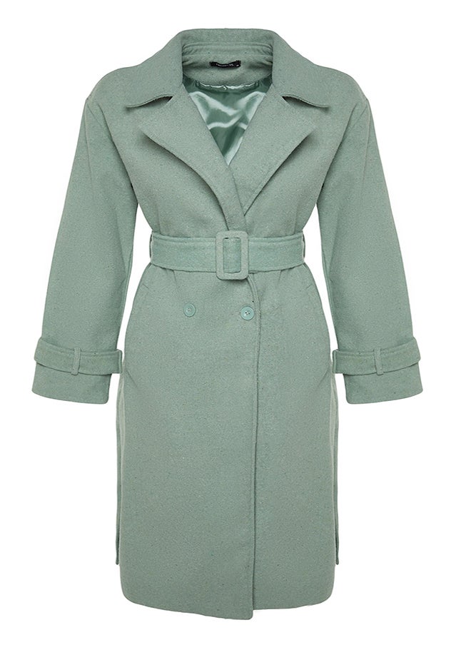 trendyol - Mint Oversize Wide-Cut Belted Long Wool Cachet Coat TWOAW22KB0015 - Image 1