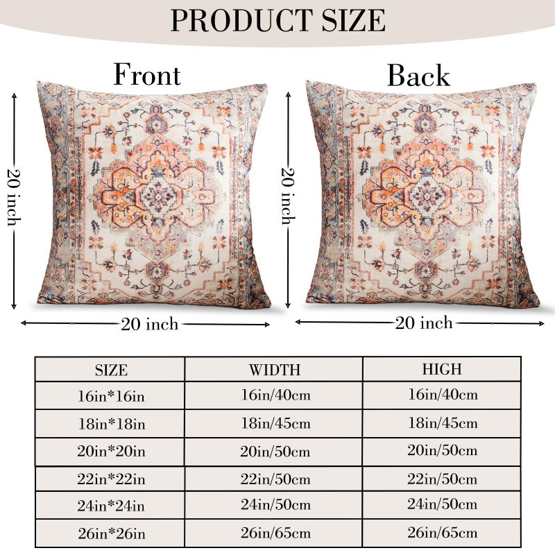 BUAEL Boho Throw Pillow Covers 20x20 inch Set of 2,Boho Vintage Carpet Pattern Antique Ethnic Decor Double Sided Pattern Cushion Cover Soft Pillow Case Living Sofa Room Bed Square Pillow Cover - Image 2