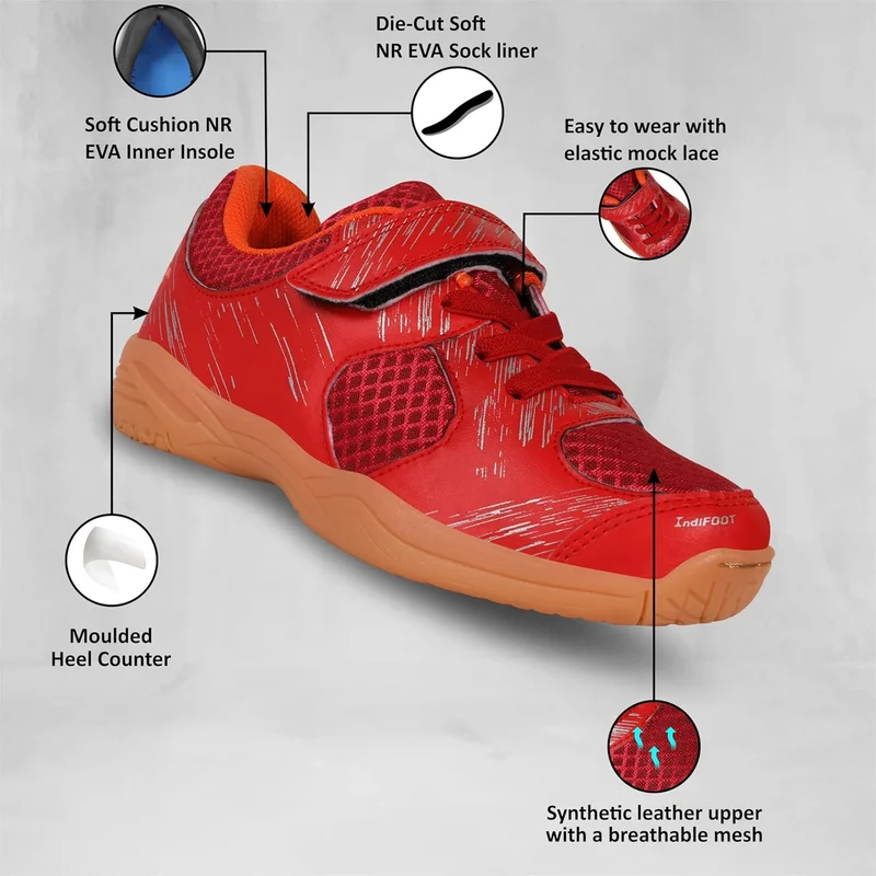 Nivia Appeal Kids Badminton Shoes - Red