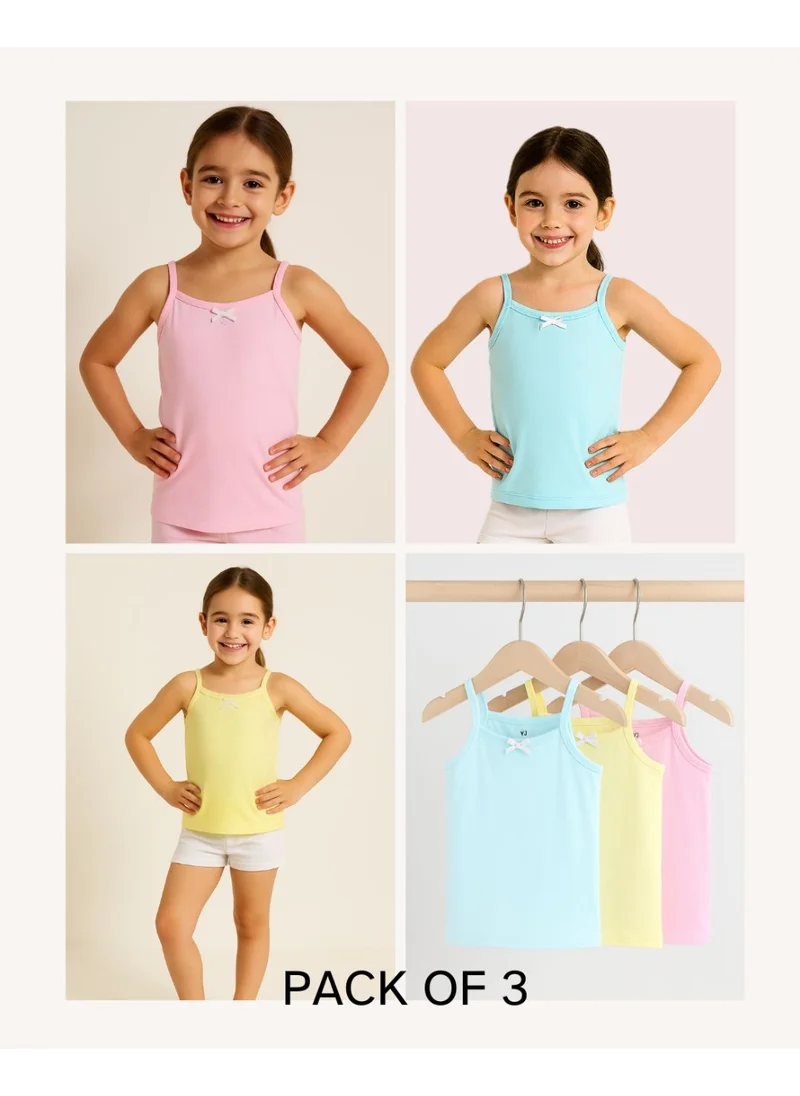 فكتور اند جين 3-Pack Girls' Cotton Camisoles – Pastel Spaghetti Strap Essentials