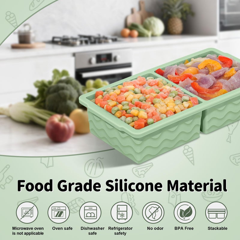 Doasuwish 3-Pack Silicone Freezer Trays with Lid,2 Large 2-Cup(500ml)&4 Medium 1-Cup(125ml)&6 Small 1/2-Cup(75ml) Soup Freezer Container Molds,Ice Cube Tray For Meal Prep&Freezing Soup,Stews,Sauces - Image 2