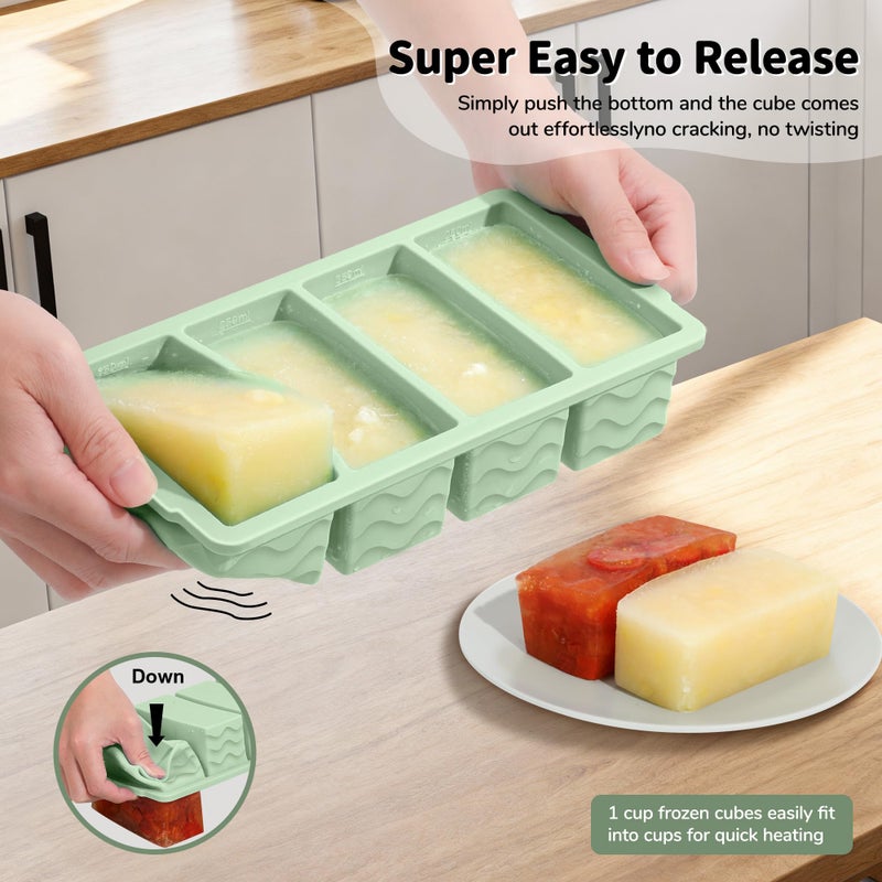 Doasuwish 3-Pack Silicone Freezer Trays with Lid,2 Large 2-Cup(500ml)&4 Medium 1-Cup(125ml)&6 Small 1/2-Cup(75ml) Soup Freezer Container Molds,Ice Cube Tray For Meal Prep&Freezing Soup,Stews,Sauces - Image 4