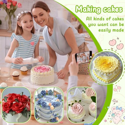 Suuker Fondant Rose Piping Tips Set, 7 Pieces Stainless Steel Cake Decorating Pastry Tools, Silver, Baking Supplies - Image 2