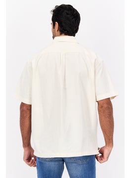 Wrangler Men Regular Fit Solid Short Sleeves Casual Shirt, Cream  - Image 3