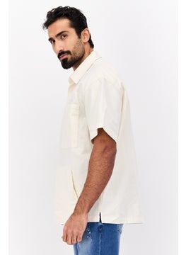 Wrangler Men Regular Fit Solid Short Sleeves Casual Shirt, Cream  - Image 2