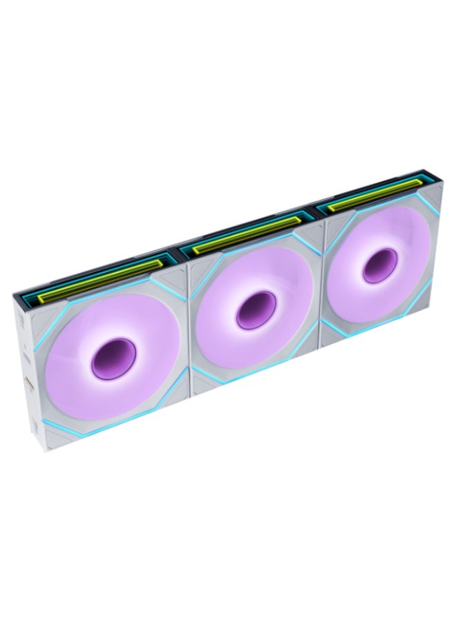 LIAN LI UNI FAN SL-INF FLEX 120mm ARGB Reverse PC Case Fan 3-Pack – 2200 RPM, 65.7 CFM, 2.85 mmH₂O, 31 dBA, FDB Bearing, 58-LED ARGB, Infinity Mirror Lighting, L-Wireless Controller, LED FLEX Receiver, L-Connect 3, White | 12RSLIN1F3W - Image 2