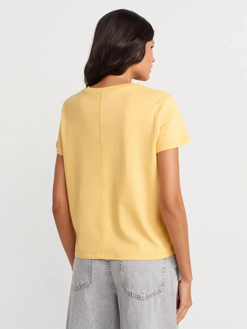 ديلفين Dilvin Women's Cotton Ribbed Crew Neck T-Shirt