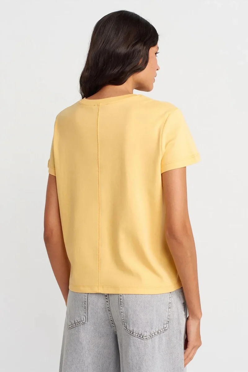 ديلفين DILVIN Women's Cotton Ribbed Crew Neck T-Shirt