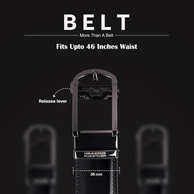 HAMMONDS FLYCATCHER Genuine Leather Belt for Men, Premium Leather Belt with Auto Lock mechanism, Mens Belt Leather Branded with Slide Lock for Everyday Wear - Image 4