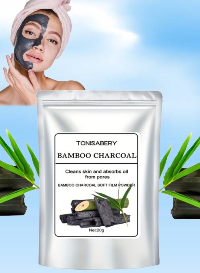 TONISABERY Bamboo Charcoal Facial Mask Powder Peel Off Face Mask Cleans Skin and Absorbs Oil from Pores Mask Soft Film Powder Cool Oil Control Tighten Pores and Repair Redness and Dry Itching 20g - Image 1