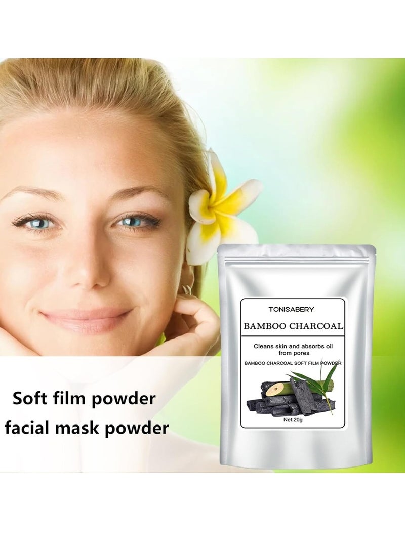 TONISABERY Bamboo Charcoal Facial Mask Powder Peel Off Face Mask Cleans Skin and Absorbs Oil from Pores Mask Soft Film Powder Cool Oil Control Tighten Pores and Repair Redness and Dry Itching 20g - Image 3