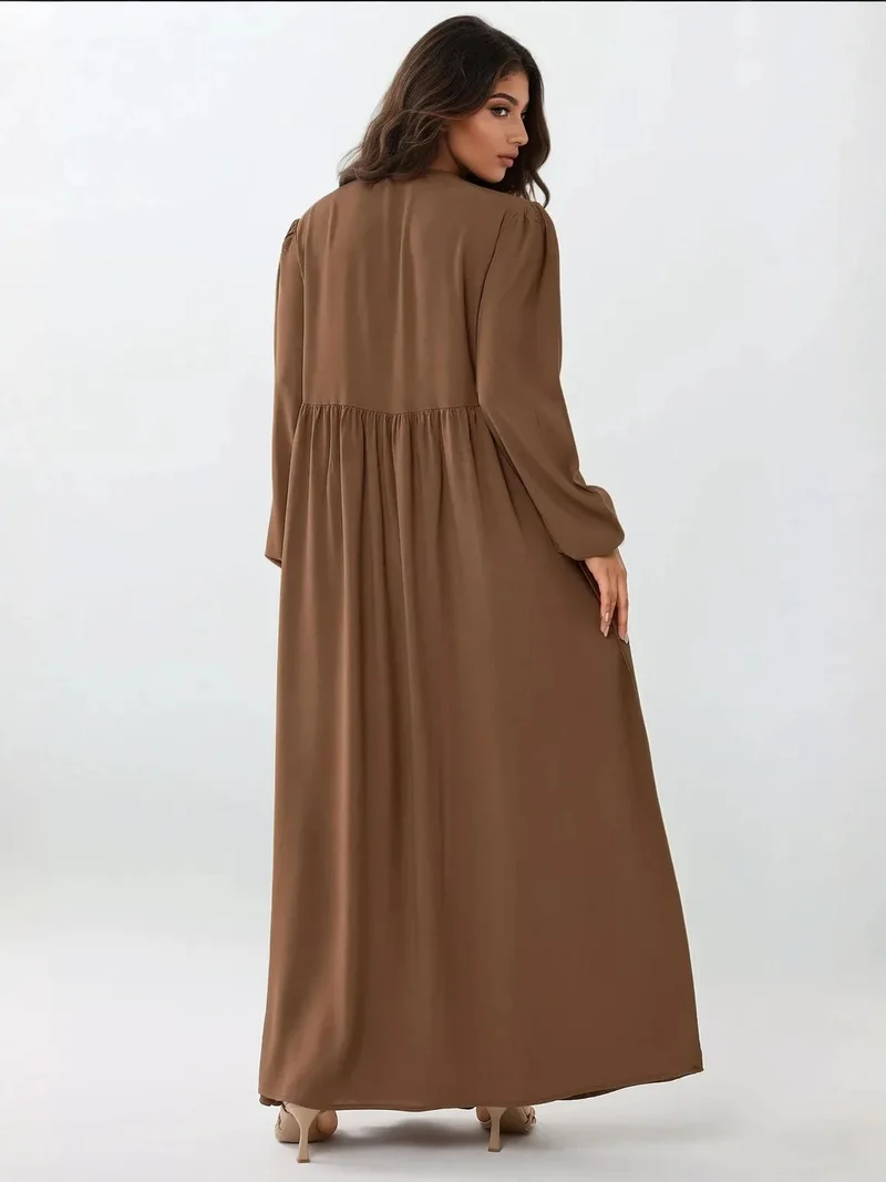 HICCUP Maxi Dress with A-Form Fit and Crew Neck