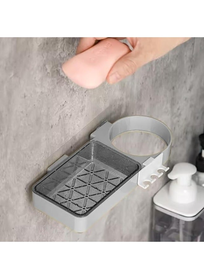 3-in-1 Wall Mounted Toothbrush Toothpaste and Soap Holder with Gargle Cup No Drilling Adhesive Installation Bathroom Organizer Storage Rack Deep Hook Design Strong Load Capacity up to 1.5kg Suitable for Marble Tile Glass Smooth Plastic and Painted Surfaces Waterproof Easy Clean Daily Bathroom Organization Solution - Image 5