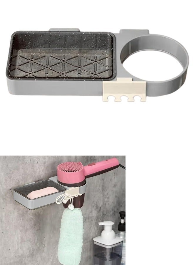 3-in-1 Wall Mounted Toothbrush Toothpaste and Soap Holder with Gargle Cup No Drilling Adhesive Installation Bathroom Organizer Storage Rack Deep Hook Design Strong Load Capacity up to 1.5kg Suitable for Marble Tile Glass Smooth Plastic and Painted Surfaces Waterproof Easy Clean Daily Bathroom Organization Solution - Image 2