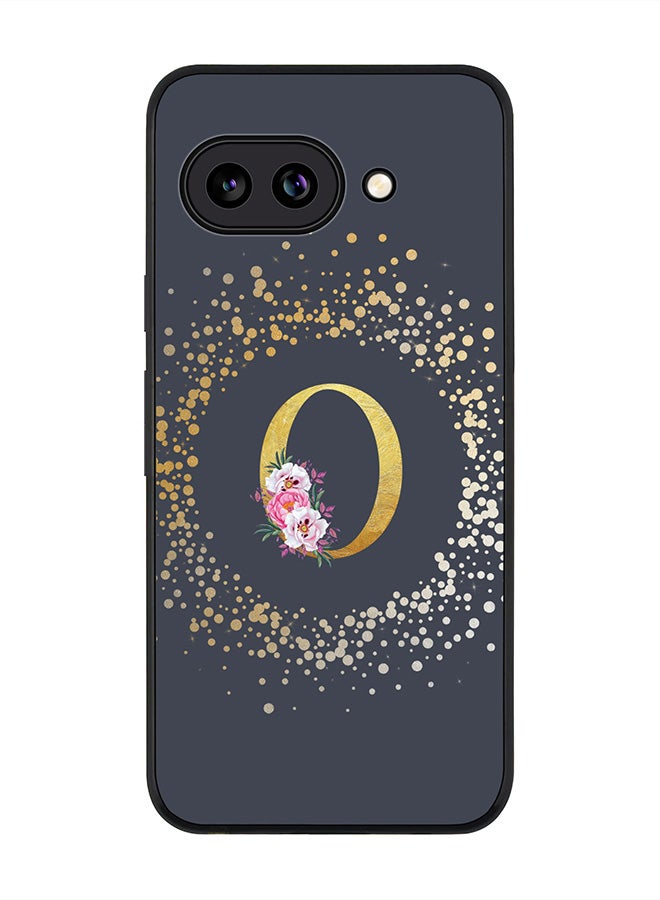 For Google Pixel 9a Case,Slim fit Camera Protection, Shockproof Thin Phone cover  - Custom Monogram Floral - O  (Grey )