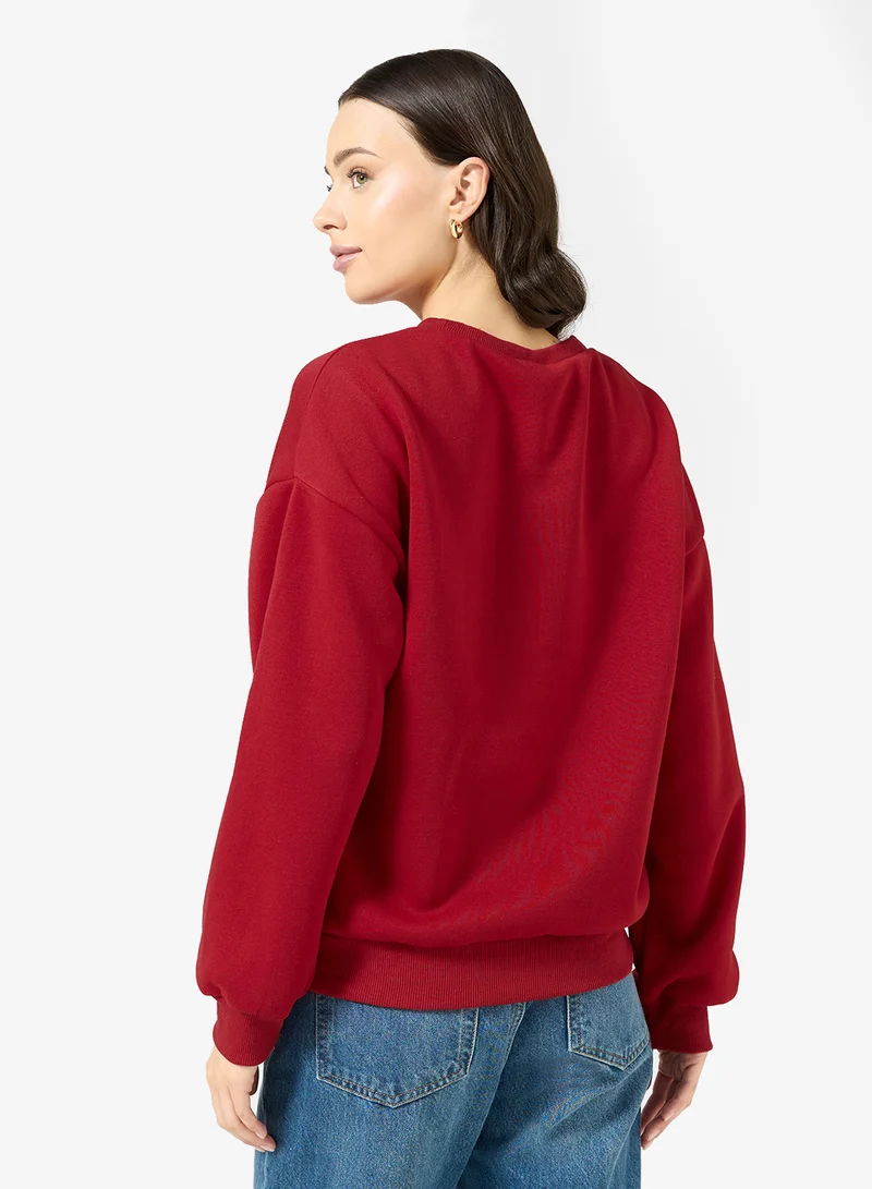 Ginger Crew Neck Graphic Sweatshirt