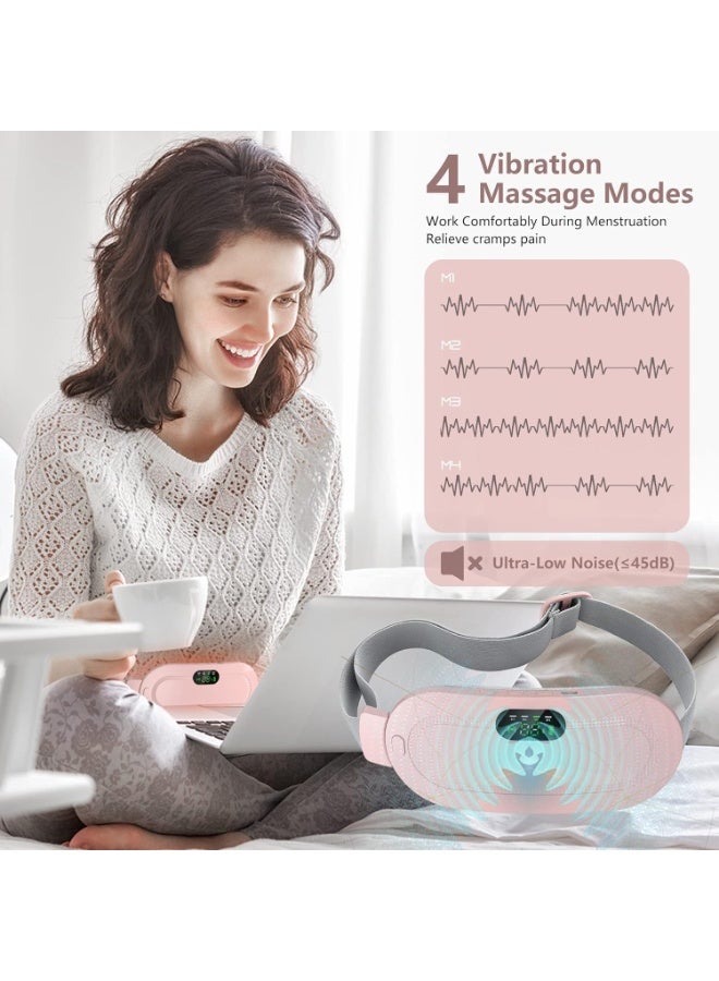 Portable Cordless Menstrual Heating Pad (Pink) - Electric Belly & Back Relief Belt - 3 Heat Levels & 4 Massage Modes - USB Rechargeable Soothing Wrap for Stomach Pain & Period Cramps - Image 5
