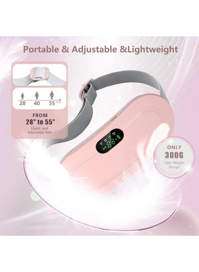 Portable Cordless Menstrual Heating Pad (Pink) - Electric Belly & Back Relief Belt - 3 Heat Levels & 4 Massage Modes - USB Rechargeable Soothing Wrap for Stomach Pain & Period Cramps - Image 2